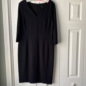 Ann Taylor Black V-Neck Midi Sheath Dress